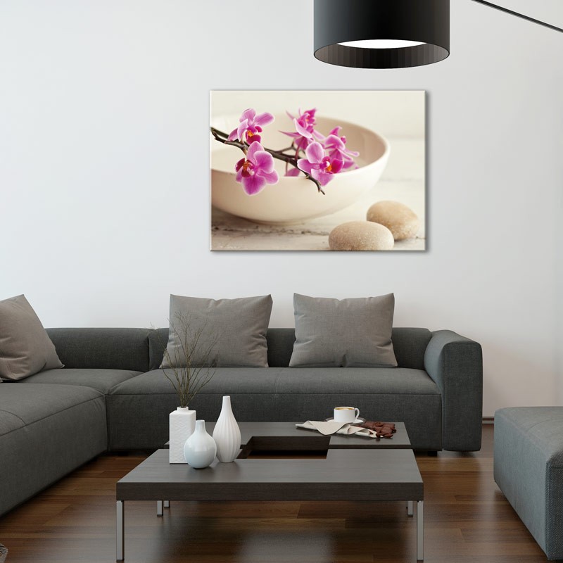 Tableau toile déco Galet zen orchidée 4349534 