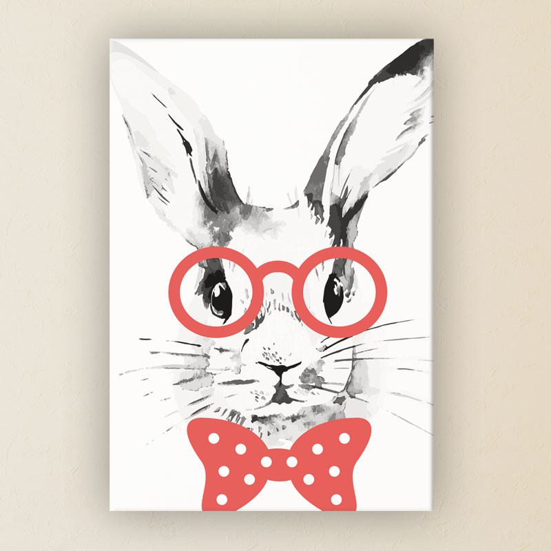 Tableau Lapin A Lunettes Rouges